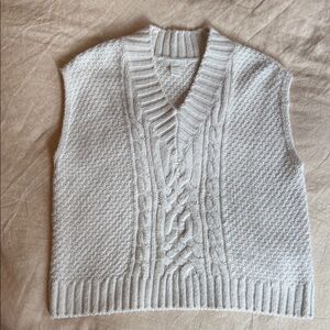 White Cable Knit Sweater Vest